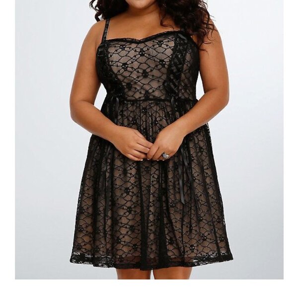 Tripp nyc Dresses & Skirts - TRIPP NYC Daang Goodman Corset Skull Goth Mesh Overlay Stretchy Dress size 1X